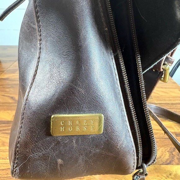 Crazy Horse Leather Messenger Bag Dark Brown Crossbody Unisex - Picture 7 of 9